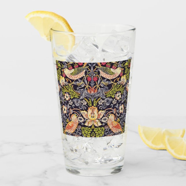 William Morris Strawberry Diief Floral Art Nouveau Glas (Vorderseite Ice)