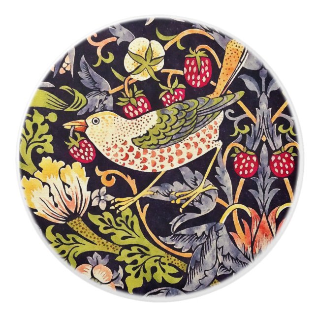 William Morris Strawberry Diief Floral Art Nouveau Keramikknauf (Vorderseite)