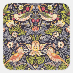 William Morris Strawberry Diief Floral Art Nouveau Quadratischer Aufkleber