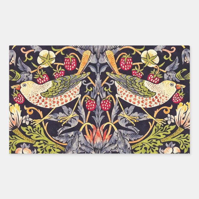 William Morris Strawberry Diief Floral Art Nouveau Rechteckiger Aufkleber (Vorderseite)