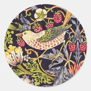 William Morris Strawberry Diief Floral Art Nouveau Runder Aufkleber