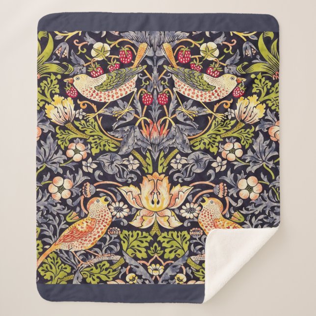 William Morris Strawberry Diief Floral Art Nouveau Sherpadecke (Vorderseite)