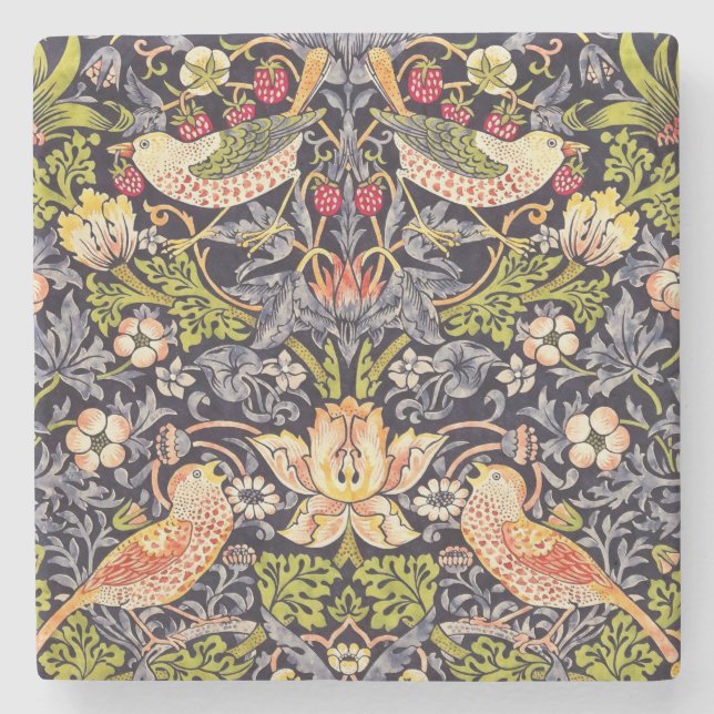 William Morris Strawberry Diief Floral Art Nouveau Steinuntersetzer (Vorderseite)
