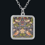 William Morris Strawberry Diief Floral Art Nouveau Versilberte Kette<br><div class="desc">William Morris Strawberry Dieb Floral Art Nouveau Watercolor Painting Strawberry Thief ist eines der beliebtesten wiederholenden Designs für Textilien William Morris. Es nimmt an, als Gegenstand die Drosseln, dass Morris in seinem Küchengarten seines ländlichen Zuhause, Kelmscott Manor, in Oxfordshire Obst gestohlen hat. William Morris war ein englischer Textil-Designer, Künstler, Schriftsteller...</div>
