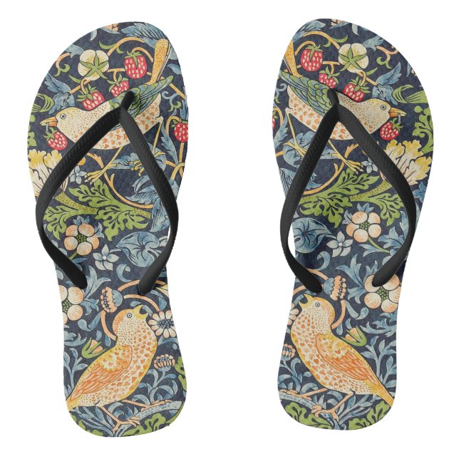 William Morris Strawberry Diief Floral Pattern Flip Flops (Fußbett)