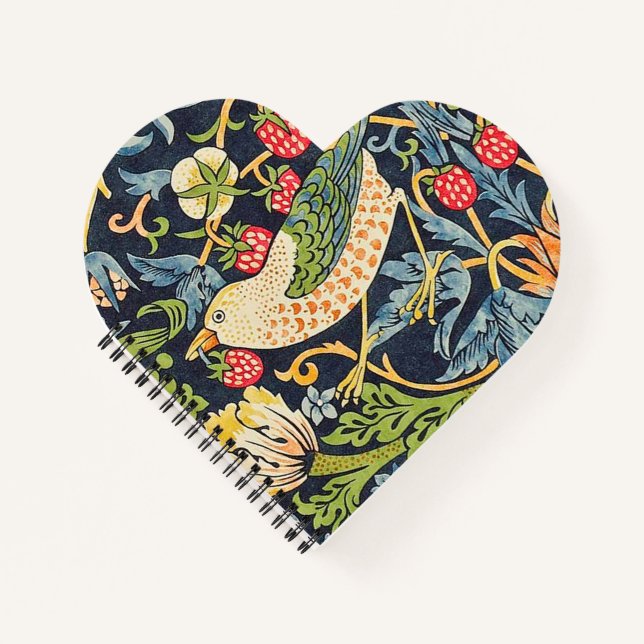 William Morris Strawberry Diief Floral Pattern Notizbuch (Vorderseite)