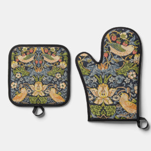 William Morris - Strawberry Diief Floral Pattern Ofenhandschuh & Topflappen-Set