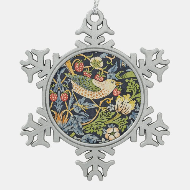 William Morris - Strawberry Diief Floral Pattern Schneeflocken Zinn-Ornament (Vorderseite)