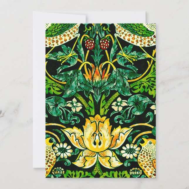 William Morris Strawberry Diief Green und Orange Einladung (Vorderseite)