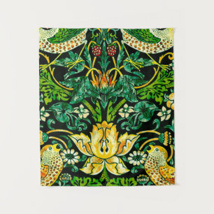 William Morris Strawberry Diief Green und Orange Wandteppich