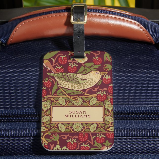 William Morris Strawberry Diief Luggage Tag Gepäckanhänger (Vorderseite Insitu 2)