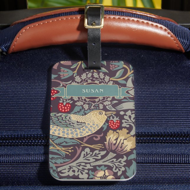 William Morris Strawberry Diief Luggage Tag Gepäckanhänger (Vorderseite Insitu 2)