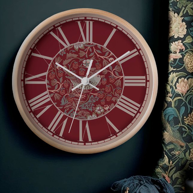 William Morris Strawberry Diief Viktorianisch Red  Uhr (Von Creator hochgeladen)