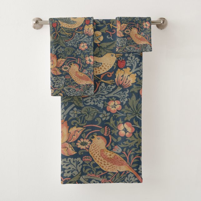 William Morris Strawberry Dives Birds Badhandtuch Set (Insitu)