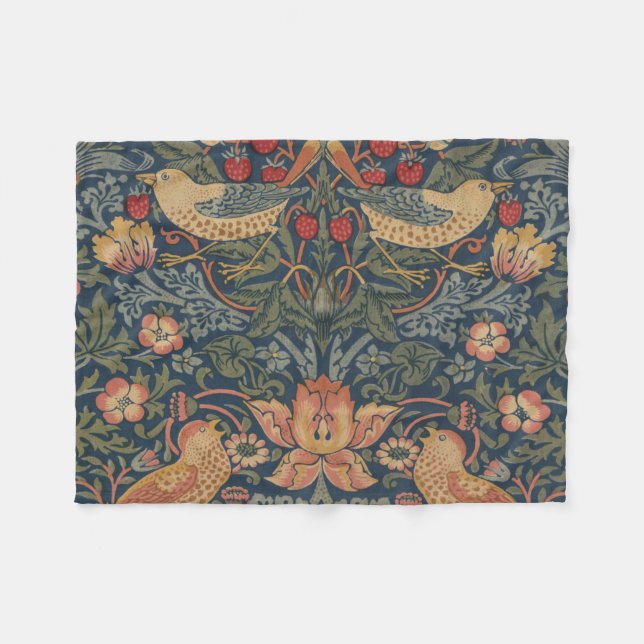 William Morris Strawberry Dives Birds Fleecedecke (Vorderseite (Horizontal))