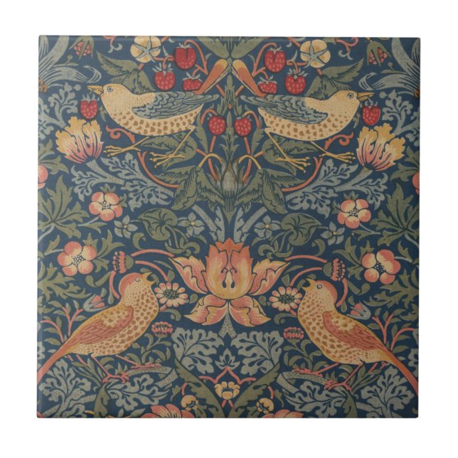William Morris Strawberry Dives Birds Fliese (Vorderseite)