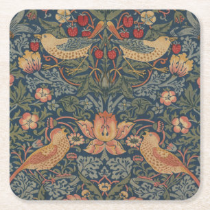 William Morris Strawberry Dives Birds Rechteckiger Pappuntersetzer