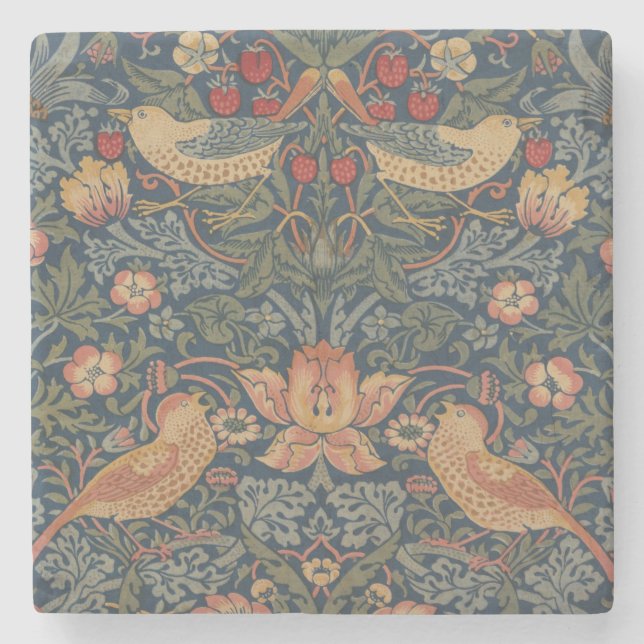 William Morris Strawberry Dives Birds Steinuntersetzer (Vorderseite)