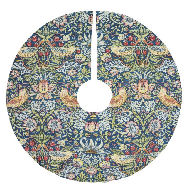 William Morris Strawberry Thief Bird Floral Polyester Weihnachtsbaumdecke (Vorderseite)