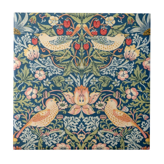 William Morris Strawberry Thief Blumenmuster Fliese (Vorderseite)