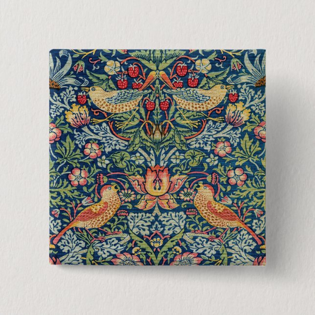 William Morris - Strawberry Thief Button (Vorderseite)