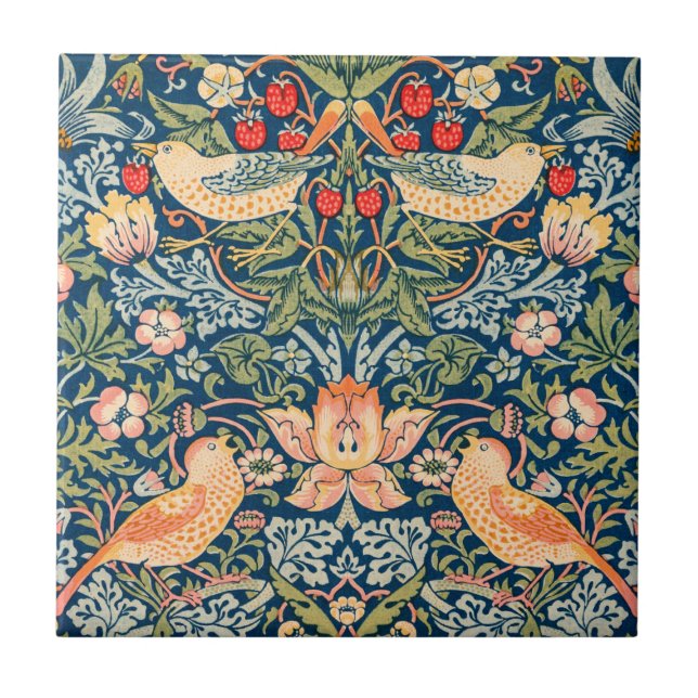 William Morris Strawberry Thief Design Fliese (Vorderseite)