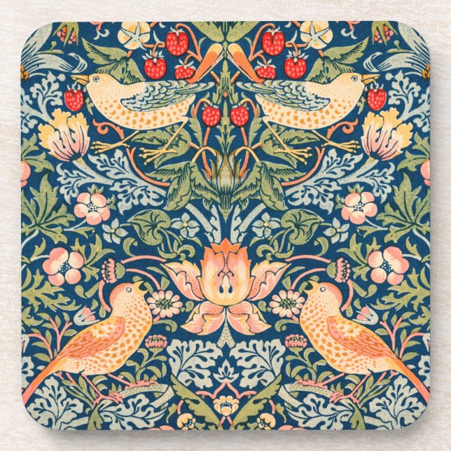 William Morris Strawberry Thief Design Getränkeuntersetzer (Vorderseite)