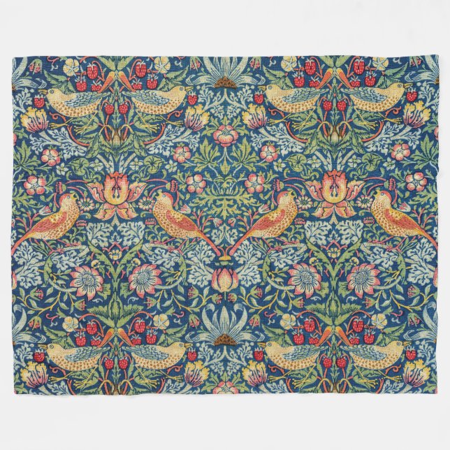 William Morris - Strawberry Thief Fleecedecke (Vorderseite (Horizontal))