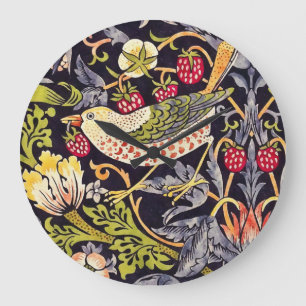 William Morris Strawberry Thief Floral Art Nouveau Große Wanduhr