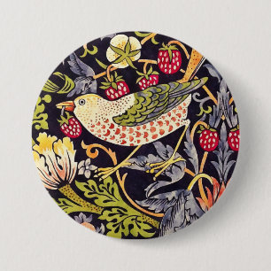 William Morris Strawberry Thief Florale Kunst Neuz Button