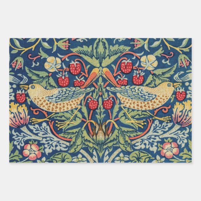 William Morris - Strawberry Thief Geschenkpapier Set (Vorderseite)