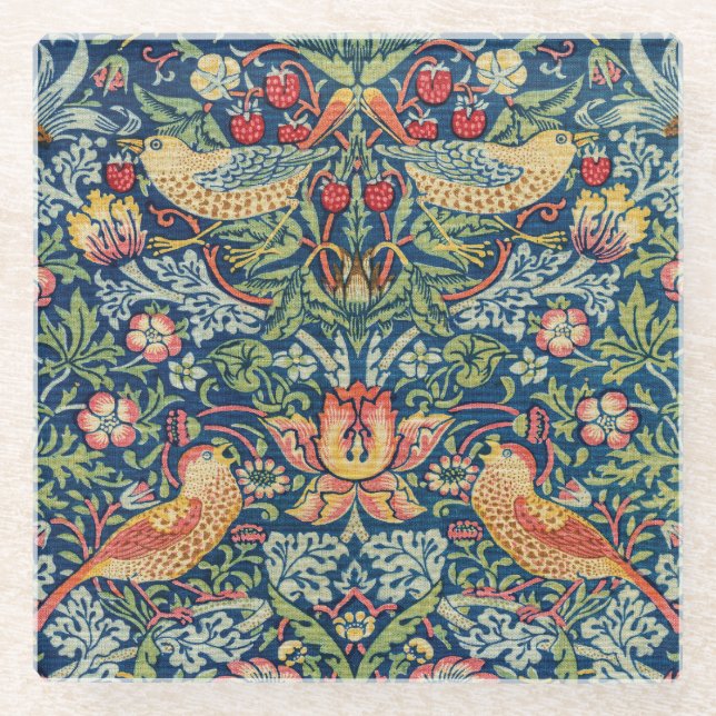 William Morris - Strawberry Thief Glasuntersetzer (Vorderseite)