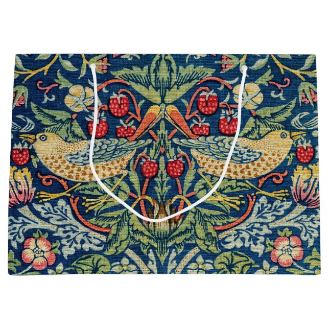 William Morris - Strawberry Thief Große Geschenktüte (Vorderseite)