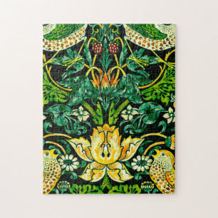 William Morris Strawberry Thief Grün und Orange Puzzle