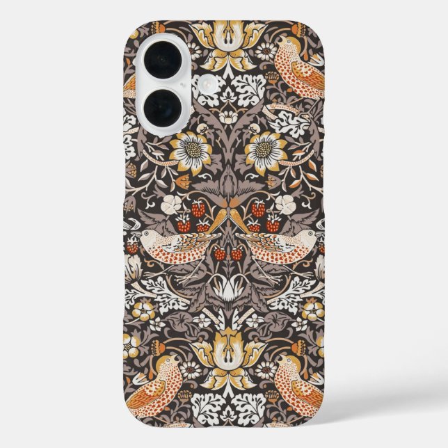 William Morris Strawberry Thief Holzkohle-Ocker Case-Mate iPhone Hülle (Rückseite)