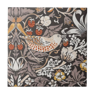 William Morris Strawberry Thief Holzkohle-Ocker Fliese