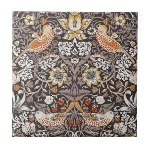 William Morris Strawberry Thief Holzkohle-Ocker Fliese