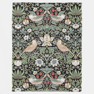 William Morris Strawberry Thief I Black Birds Fleecedecke