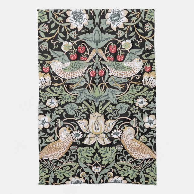 William Morris Strawberry Thief I Black Birds Geschirrtuch (Vertikal)