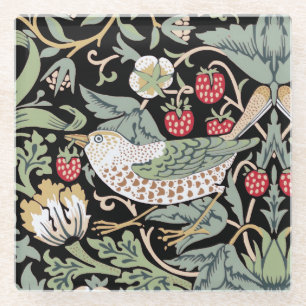William Morris Strawberry Thief I Black Birds Glasuntersetzer