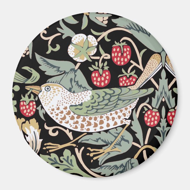 William Morris Strawberry Thief I Black Birds Magnet (Vorne)