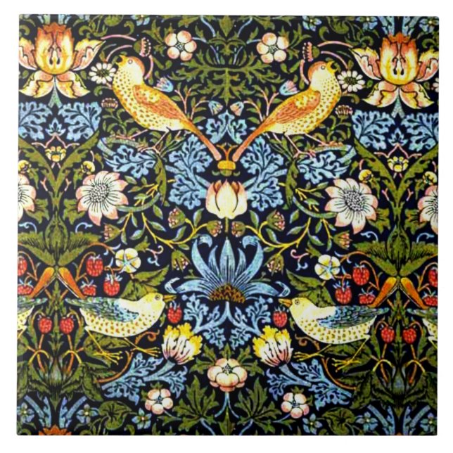 William Morris - Strawberry Thief Keramik Tile Fliese (Vorderseite)