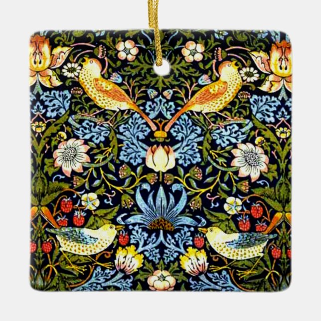 William Morris - Strawberry Thief Keramikornament (Vorderseite)