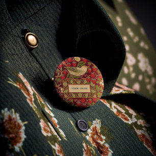William Morris Strawberry Thief Knopf Button