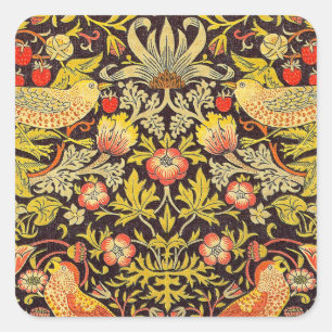 William Morris Strawberry Thief Muster Quadratischer Aufkleber