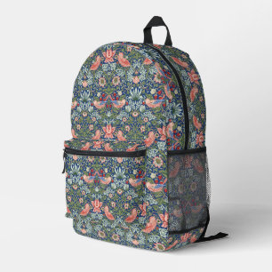 William Morris Strawberry Thief Navy Koralle Bedruckter Rucksack