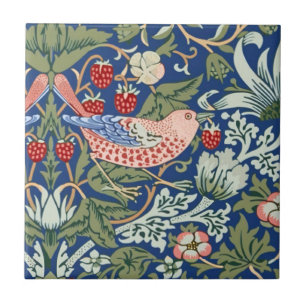 William Morris Strawberry Thief Navy Koralle Fliese