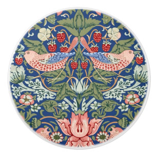 William Morris Strawberry Thief Navy Koralle Keramikknauf