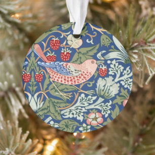 William Morris Strawberry Thief Navy Koralle Ornament