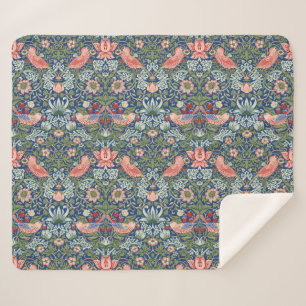 William Morris Strawberry Thief Navy Koralle Sherpadecke